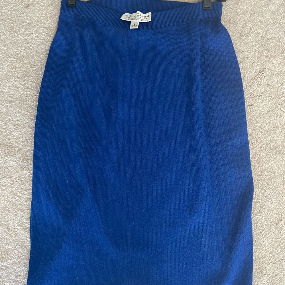 St. John Blue Pencil Skirt Knee-Length Workwear